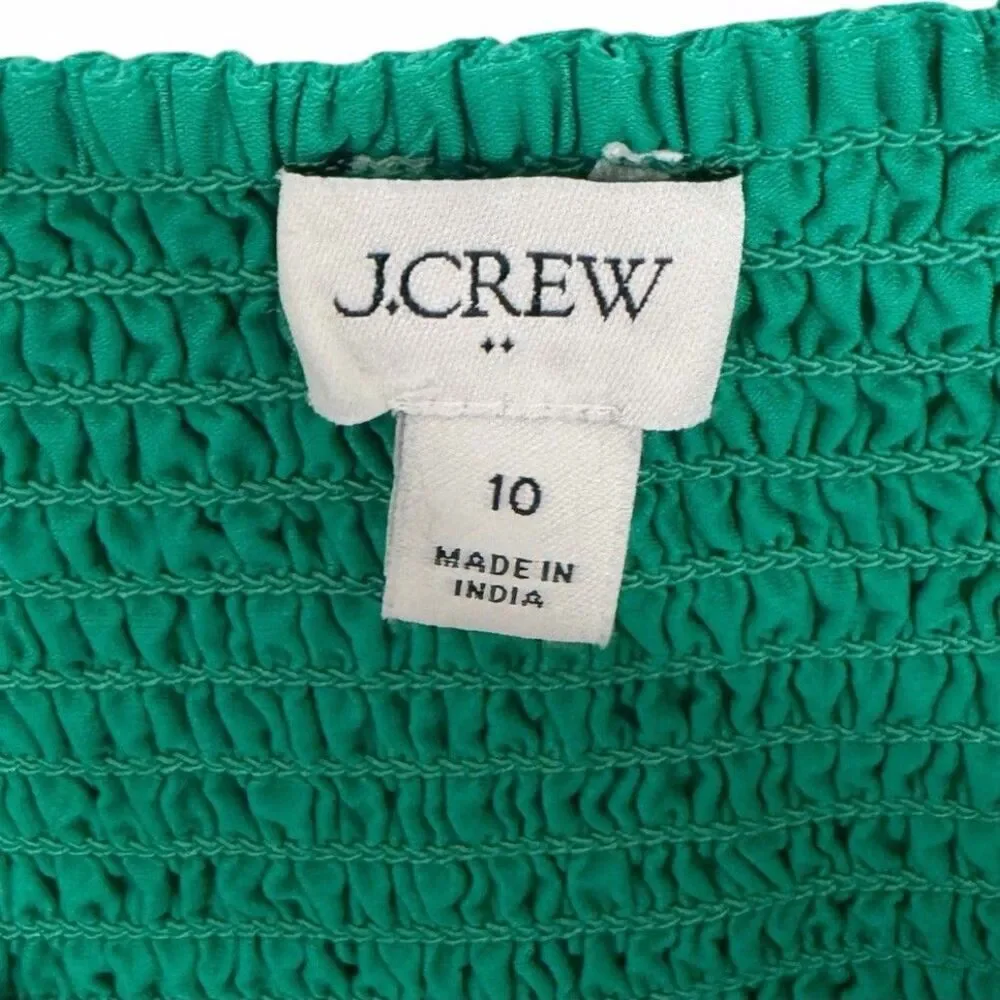 J.Crew Factory Eyelet Embroidered Midi Dress Emerald Beryl Green Size 10 CS891